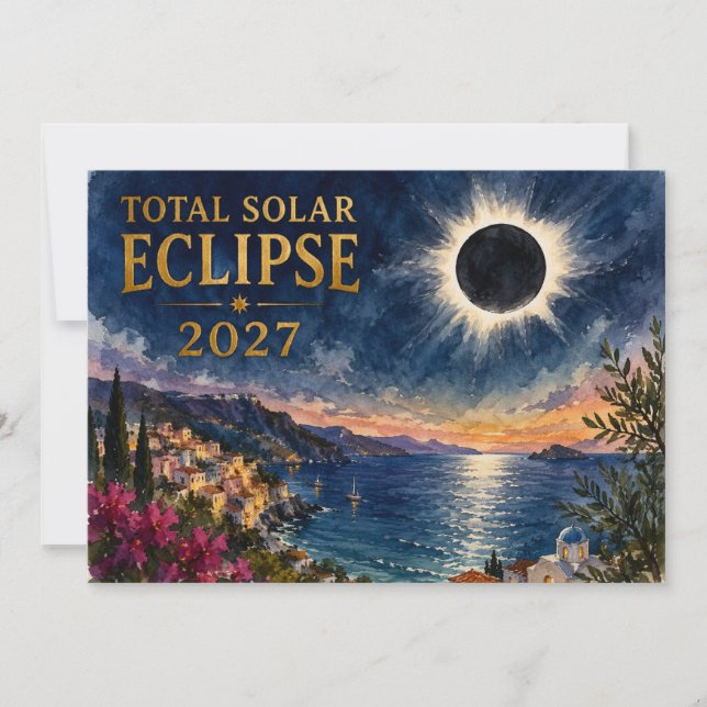 Total Solar Eclipse 2027 Mediterranean  Invitation (Front)