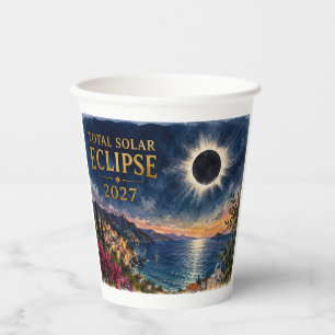 Total Solar Eclipse 2027 Mediterranean Paper Cups