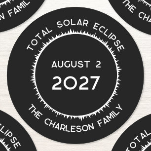 Total Solar Eclipse 2027 Personalised Classic Round Sticker