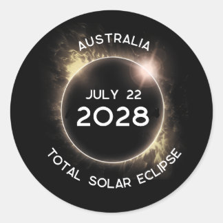 Total Solar Eclipse 2028 Australia Classic Round Sticker