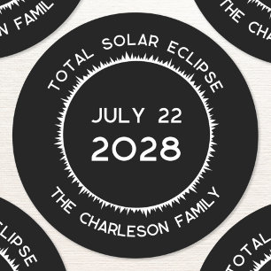 Total Solar Eclipse 2028 Personalized  Classic Round Sticker
