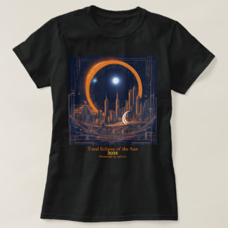 Total Solar Eclipse 2 Sides YOUR Text Cityscape T-Shirt