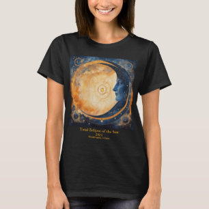 Total Solar Eclipse 2 Sides YOUR Text Moon Face T-Shirt