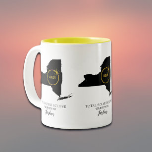 Total Solar Eclipse 4.8.2024 New York Custom Name Two-Tone Coffee Mug