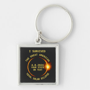 Total Solar Eclipse 4.8.2024 USA Custom Text Key Ring