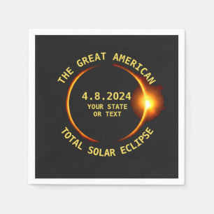 Total Solar Eclipse 4.8.2024 USA Custom Text Napkin