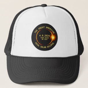 Total Solar Eclipse 4.8.2024 USA Custom Text Truck Trucker Hat