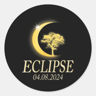 Total Solar Eclipse 8th April 2024 Eclipse Classic Round Sticker