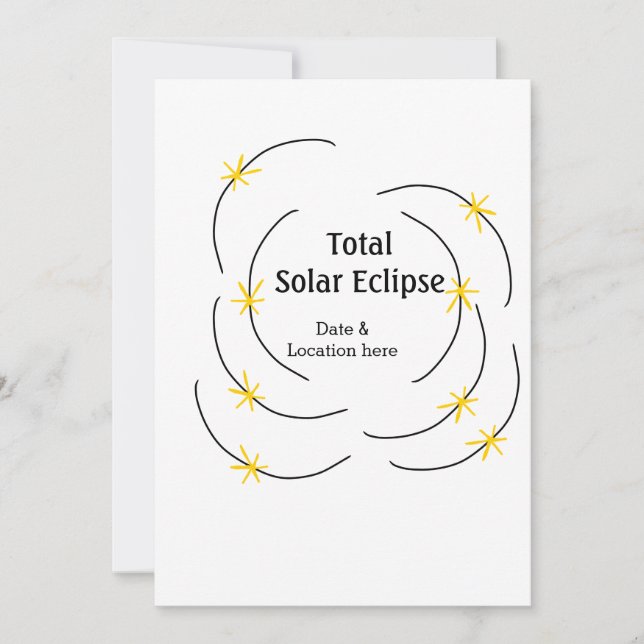 Total solar eclipse add date location half sun pat invitation (Front)