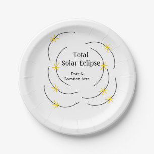 Total solar eclipse add date location half sun pat paper plate