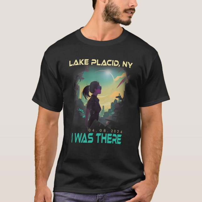 Total Solar Eclipse Aesthetic Girl Lake Placid New T-Shirt (Front)