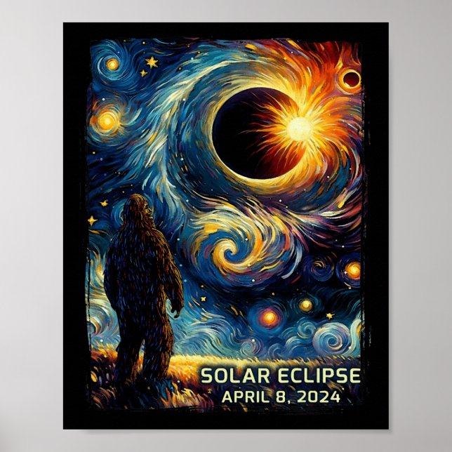 Total Solar Eclipse America Sasquatch Starry Night Poster (Front)