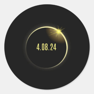 Total Solar Eclipse America Spring 4.08.24 Classic Round Sticker