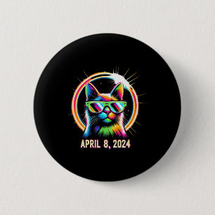 Total Solar Eclipse April 08 2024 Cool Cat Solar E 6 Cm Round Badge