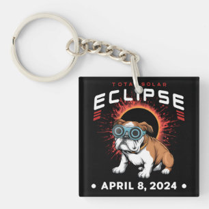 Total Solar Eclipse April 2024 Bulldog Lover Gifts Key Ring