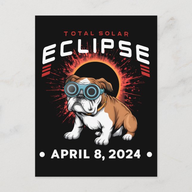 Total Solar Eclipse April 2024 Bulldog Lover Gifts Postcard (Front)