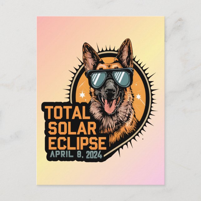 Total Solar Eclipse April 2024 German Shepherd Dog Postcard (Front)