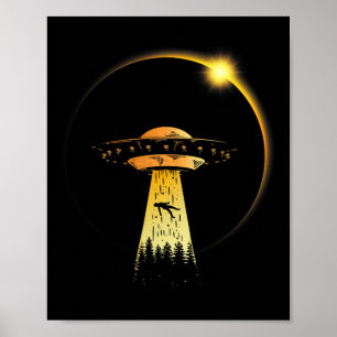 Total Solar Eclipse April 8 2024 Alien Ufo Poster