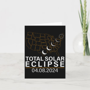 Total Solar Eclipse April 8 2024 America Usa Map T Card