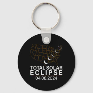 Total Solar Eclipse April 8 2024 America Usa Map T Key Ring