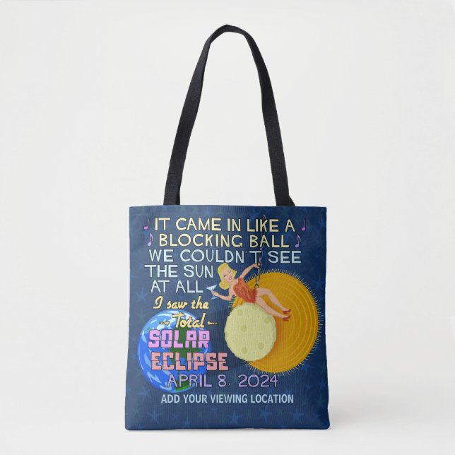 Total Solar Eclipse April 8 2024 American Funny Tote Bag (Front)