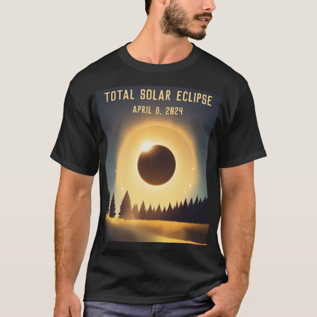 Total solar eclipse April 8, 2024 landscape T-Shirt (Front)