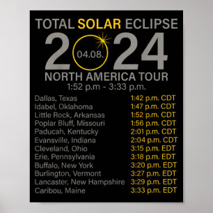 Total Solar Eclipse April 8 2024 North America Poster