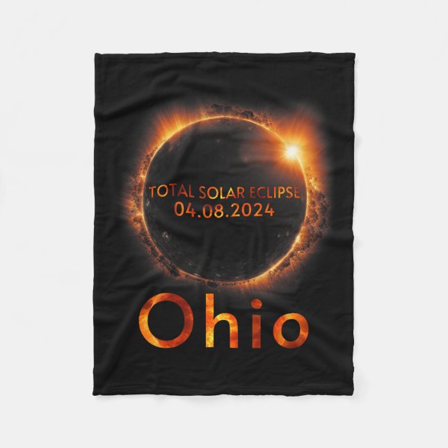 Total Solar Eclipse April 8 2024 Ohio Solar Eclips Fleece Blanket (Front)