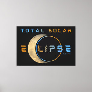 TOTAL SOLAR ECLIPSE APRIL 8, 2024 SOLAR SYSTEM CANVAS PRINT