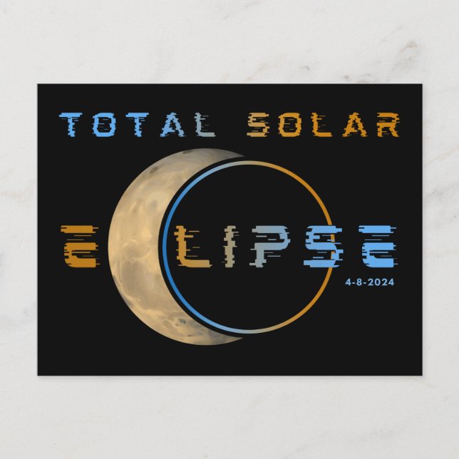 TOTAL SOLAR ECLIPSE APRIL 8, 2024 SOLAR SYSTEM POSTCARD (Front)