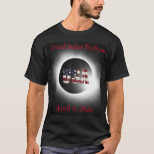 Total solar eclipse April 8, 2024 USA flag  T-Shirt