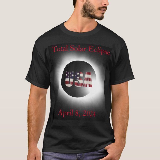 Total solar eclipse April 8, 2024 USA flag  T-Shirt (Front)