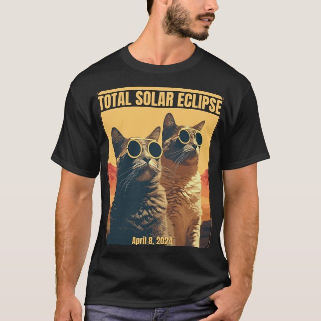 Total Solar Eclipse April 8 Eclipse Cats  T-Shirt (Front)