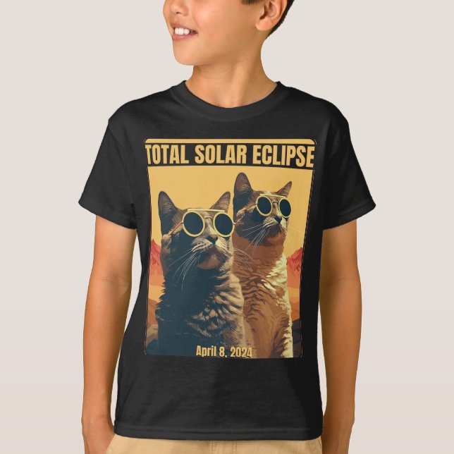 Total Solar Eclipse April 8 Eclipse Cats  T-Shirt (Front)