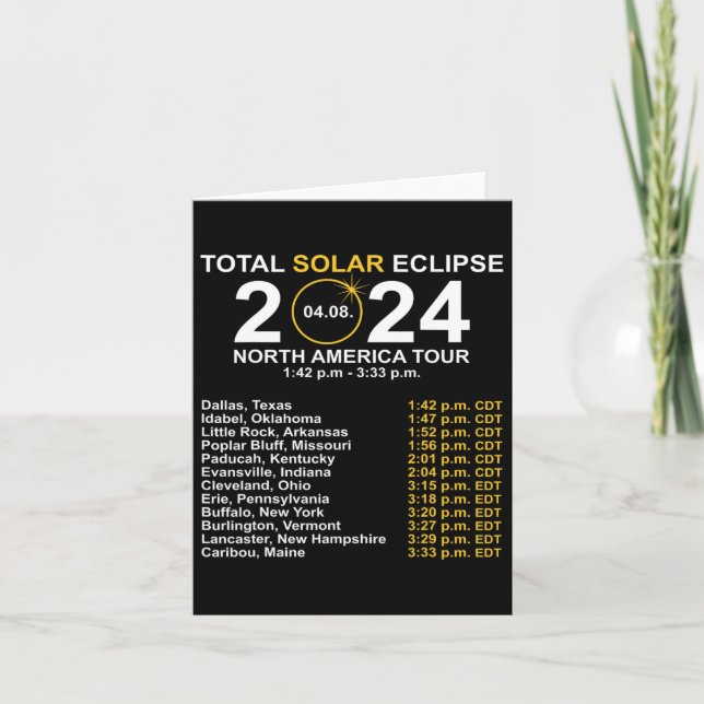 Total Solar Eclipse April 8 Path Of The Eclipse  Card (Front)