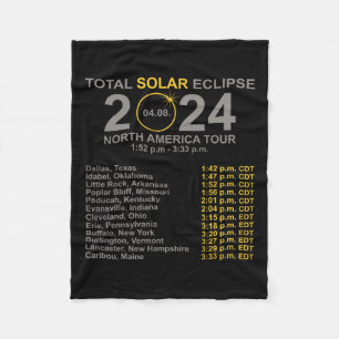 Total Solar Eclipse April 8 Path Of The Eclipse Fleece Blanket