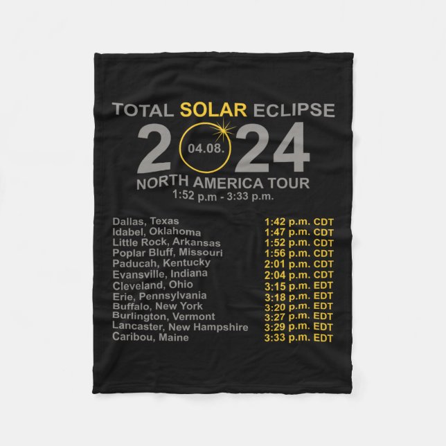 Total Solar Eclipse April 8 Path Of The Eclipse  Fleece Blanket (Front)