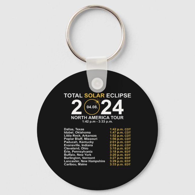 Total Solar Eclipse April 8 Path Of The Eclipse  Key Ring (Front)