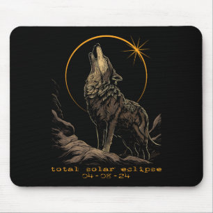 Total Solar Eclipse April 8 Wolf Mouse Mat