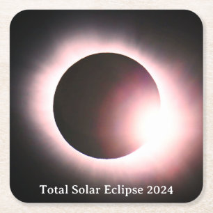 Total solar eclipse April 8th 2024 moon sun Square Paper Coaster