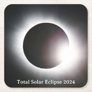 Total solar eclipse April 8th 2024 moon sun Square Paper Coaster