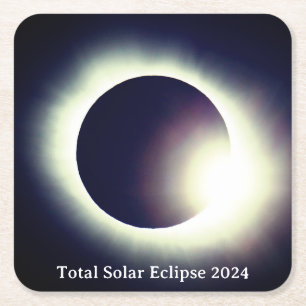 Total solar eclipse April 8th 2024 moon sun Square Paper Coaster