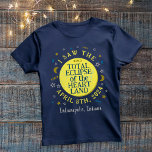 Total Solar Eclipse April 8th 2024 Viewer Custom T-Shirt<br><div class="desc">On April 8th 2024, a total solar eclipse will be visible across much of the United States, Mexico, and Canada. If you're planning on celebrating this exciting event in the "heartland" of America with a fun viewing party, these personalised commemorative t-shirts are perfect for you. The text says "I saw...</div>