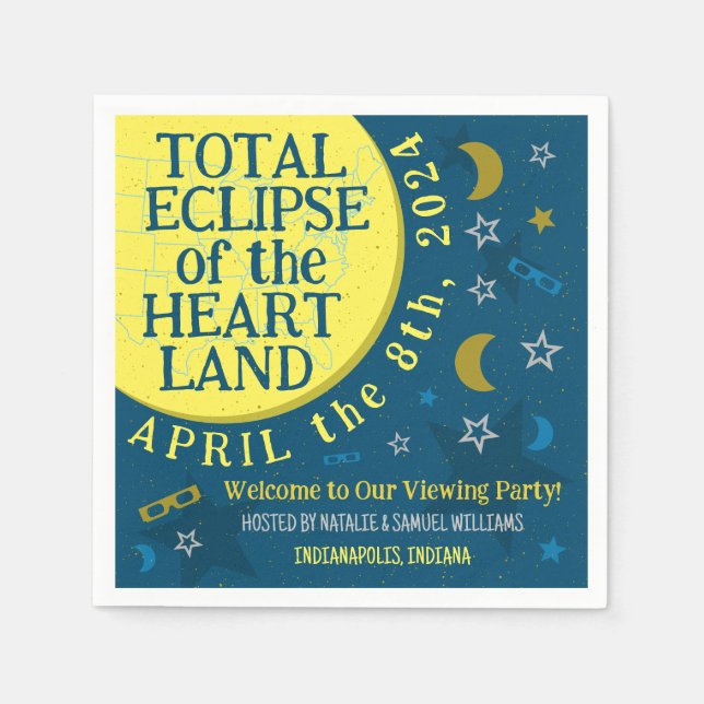 Total Solar Eclipse April 8th 2024 Viewing Party Napkin (Front)
