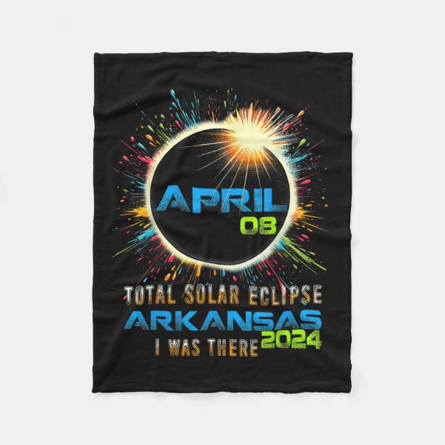 Total Solar Eclipse Arkansas 2024 Colourful Totali Fleece Blanket (Front)