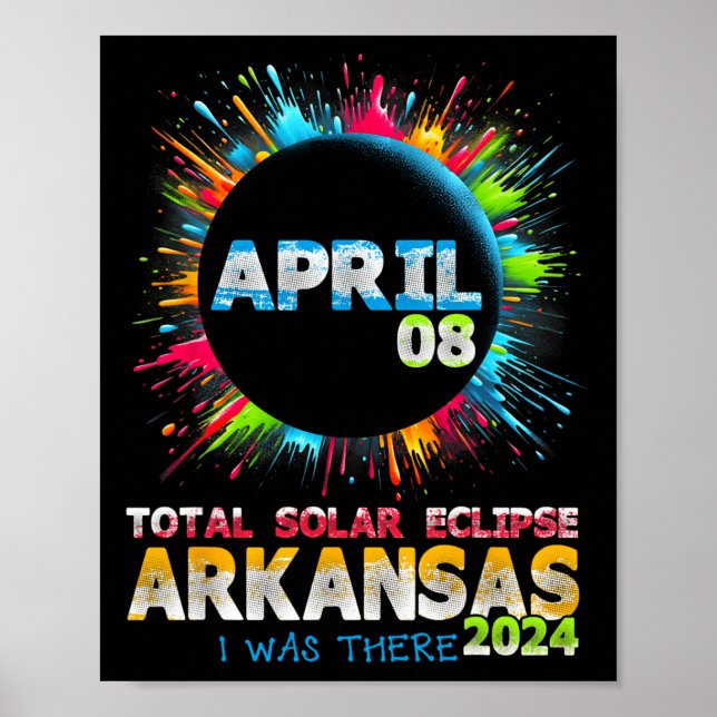 Total Solar Eclipse Arkansas 2024 Colourful Totali Poster (Front)