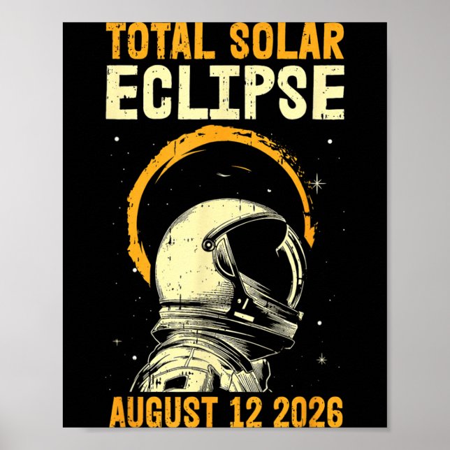 Total Solar Eclipse August 12 2026 Art Poster (Front)