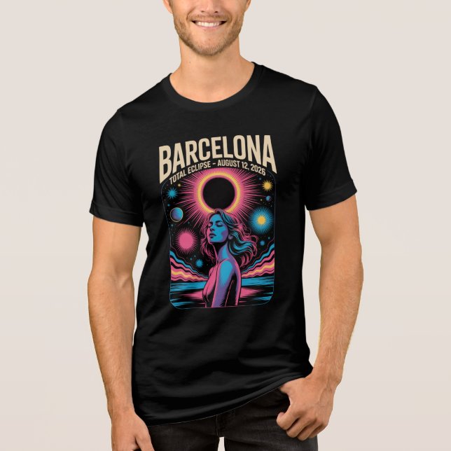 Total Solar Eclipse August 12,2026 Barcelona  Tri-Blend Shirt (Front)