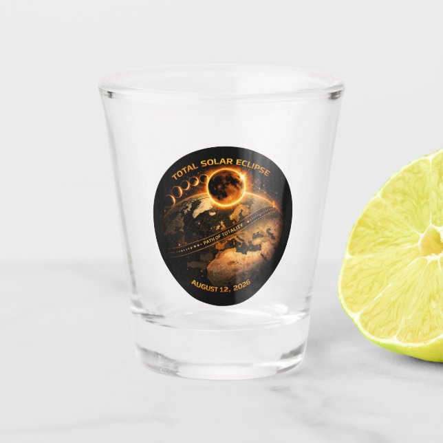 Total Solar Eclipse August 12 2026 Shot Glass (Front)