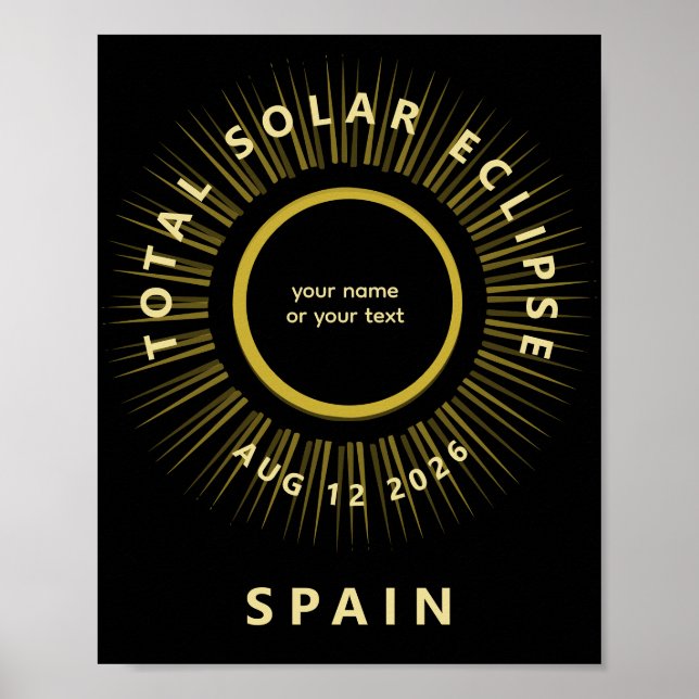 Total solar eclipse August 2026 add your text Poster (Front)